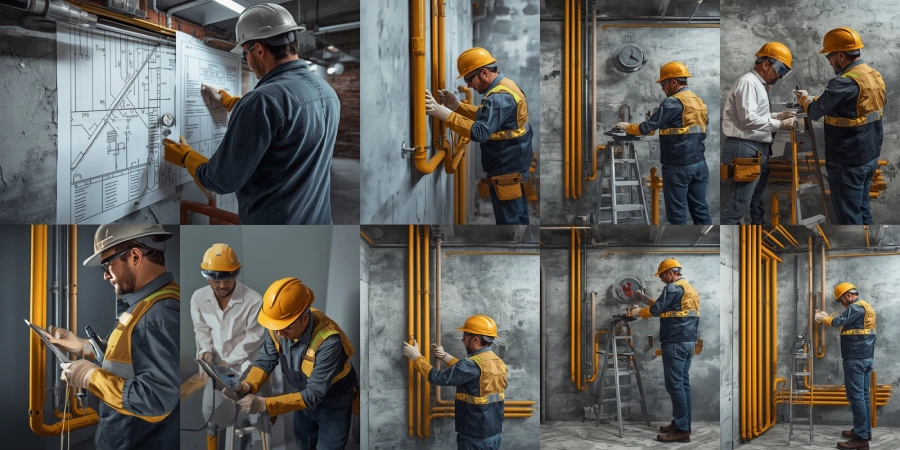 مراحل نصب لوله گاز توکار