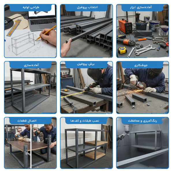 مراحل ساخت قفسه با پروفیل