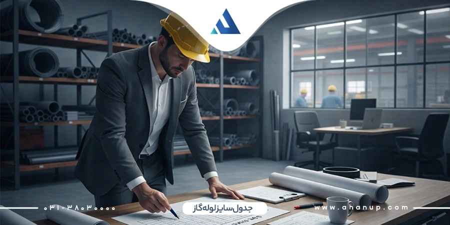 جدول سایز لوله گاز