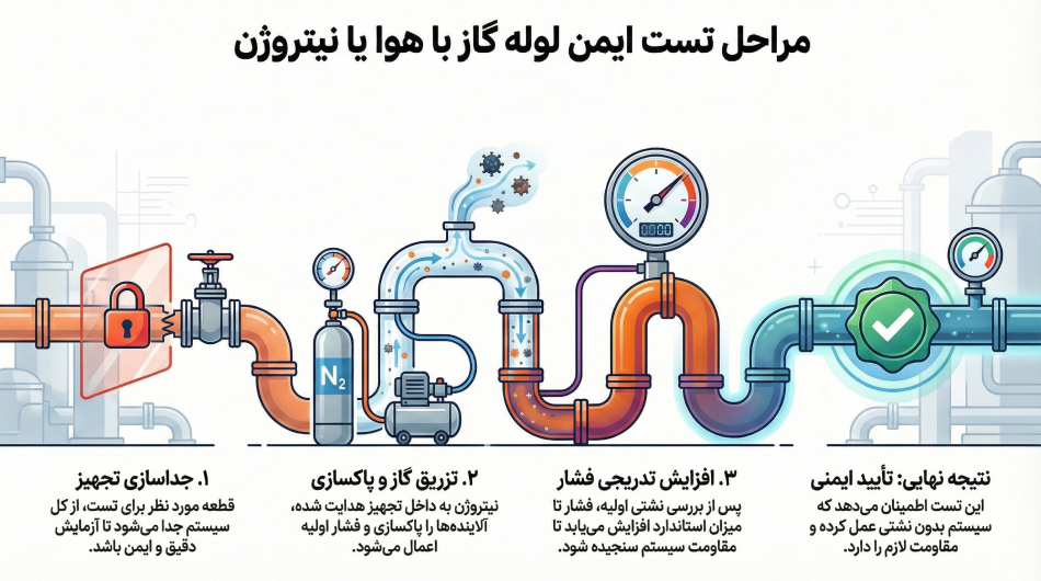 مراحل تسن لوله کشی گاز با نیتروژن