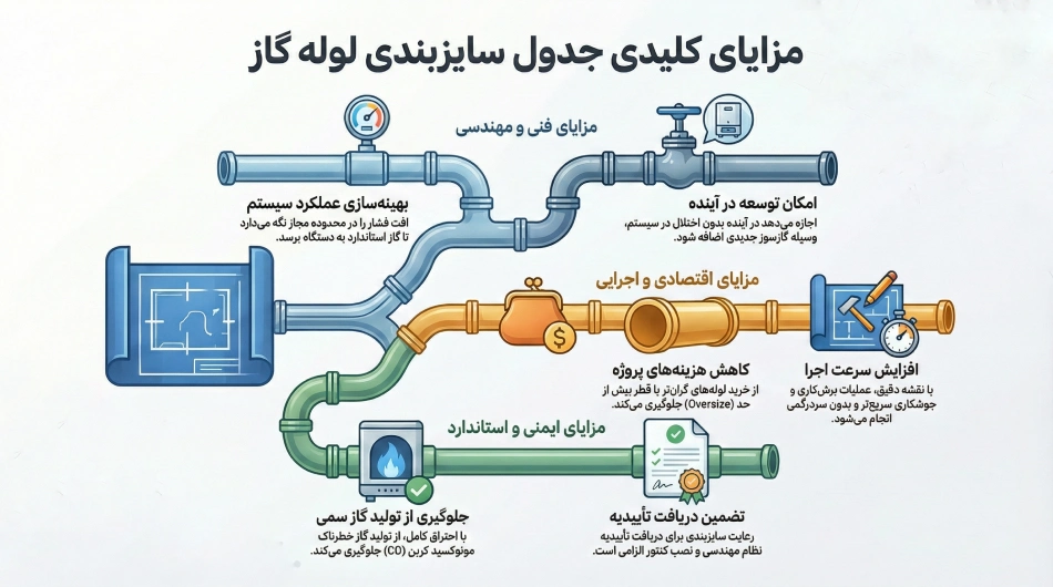 مزایای جدول سایز لوله گاز