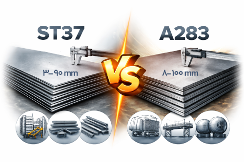 فرق ورق st37 با ورق a283 از نظر ضخامت