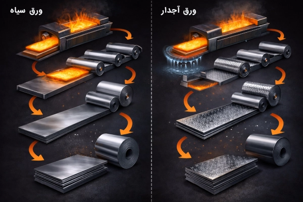 تفاوت ورق سیاه و آجدار از لحاظ تولید