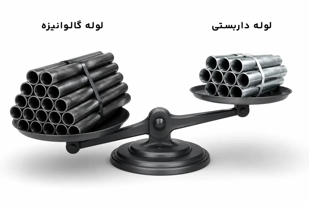 تفاوت لوله گالوانیزه و لوله داربستی از نظر وزن