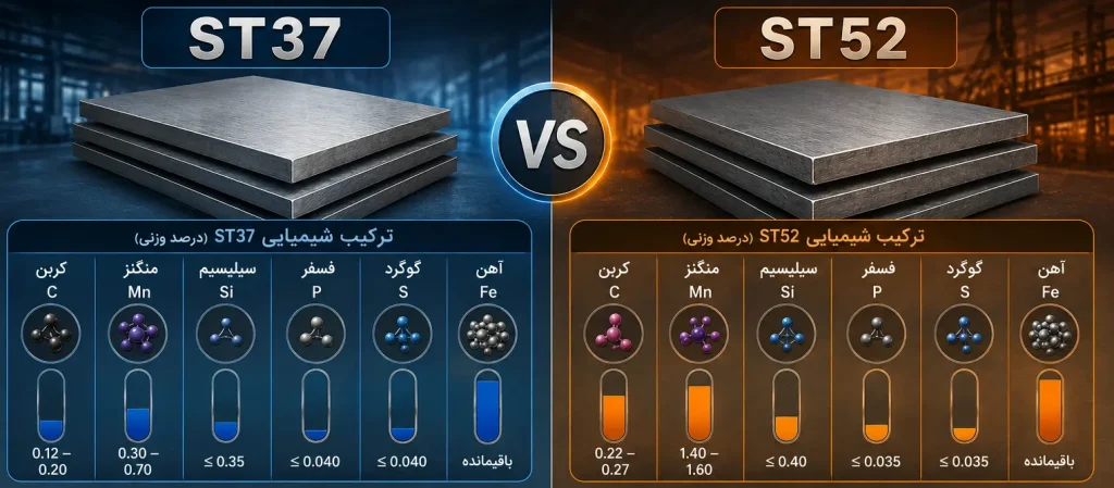 مقایسه ورق st37 و ورق st52
