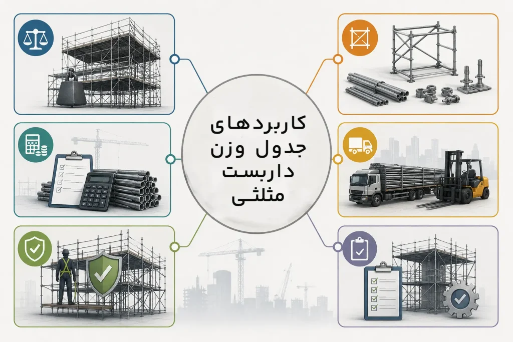 کاربرد جدول وزن داربست مثلثی